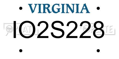 IO2S228 Virginia License Plate