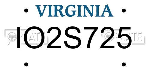 IO2S725 Virginia License Plate