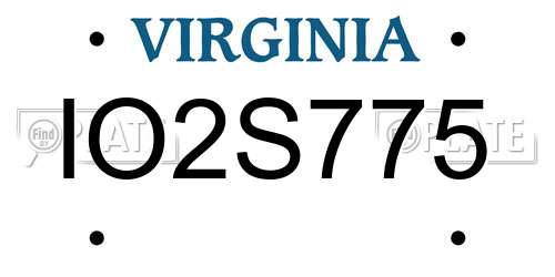 IO2S775 Virginia License Plate