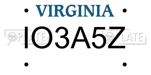 IO3A5Z Virginia License Plate