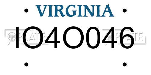 IO4O046 Virginia License Plate