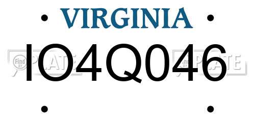 IO4Q046 Virginia License Plate