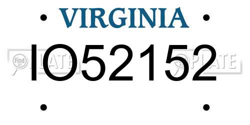 IO52152 Virginia License Plate