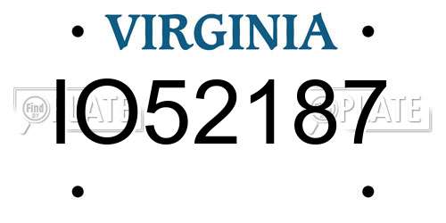 IO52187 Virginia License Plate