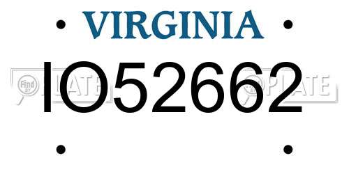 IO52662 Virginia License Plate