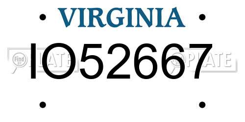 IO52667 Virginia License Plate