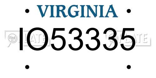 IO53335 Virginia License Plate
