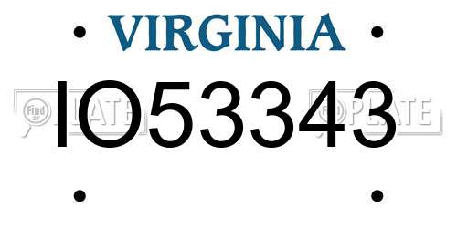 IO53343 Virginia License Plate