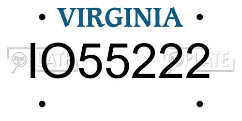 IO55222 Virginia License Plate