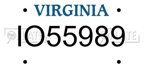 IO55989 Virginia License Plate