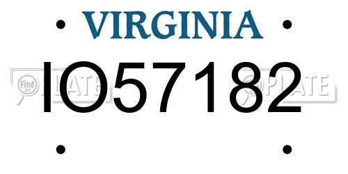 IO57182 Virginia License Plate