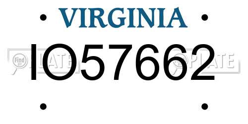 IO57662 Virginia License Plate