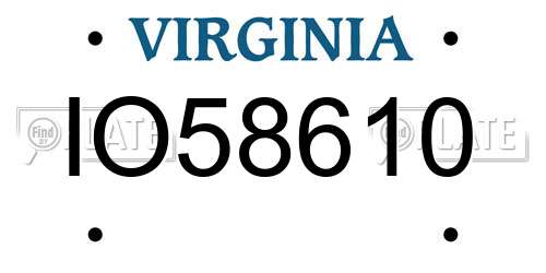 IO58610 Virginia License Plate