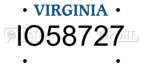 IO58727 Virginia License Plate