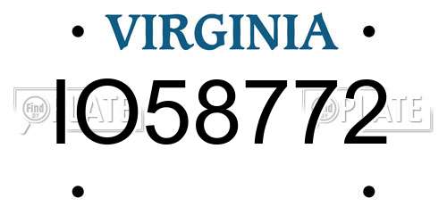 IO58772 Virginia License Plate