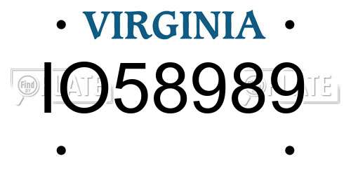 IO58989 Virginia License Plate