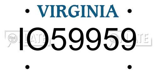 IO59959 Virginia License Plate