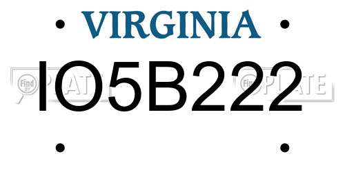 IO5B222 Virginia License Plate