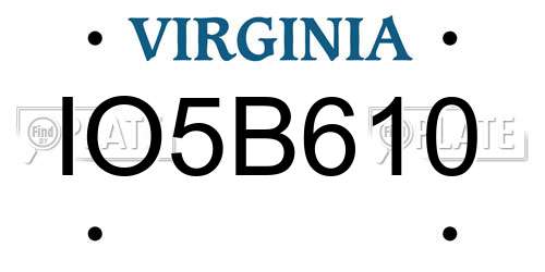 IO5B610 Virginia License Plate