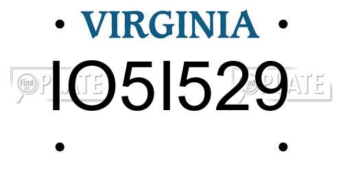 IO5I529 Virginia License Plate