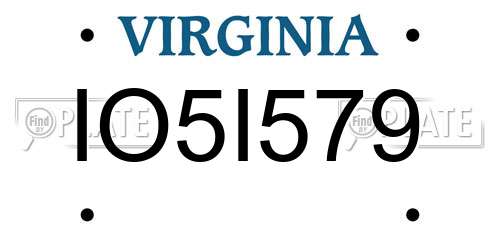 IO5I579 Virginia License Plate