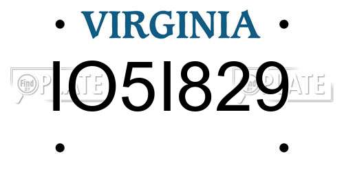 IO5I829 Virginia License Plate