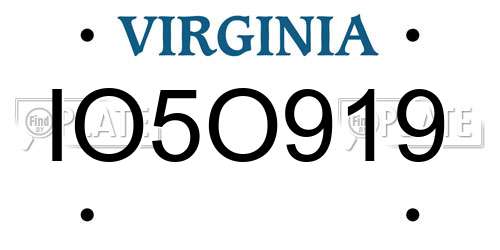 IO5O919 Virginia License Plate