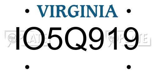 IO5Q919 Virginia License Plate