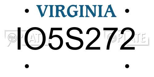 IO5S272 Virginia License Plate