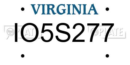 IO5S277 Virginia License Plate