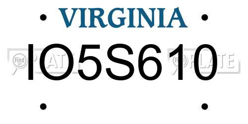 IO5S610 Virginia License Plate
