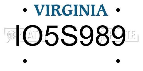 IO5S989 Virginia License Plate