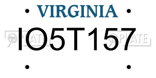 IO5T157 Virginia License Plate