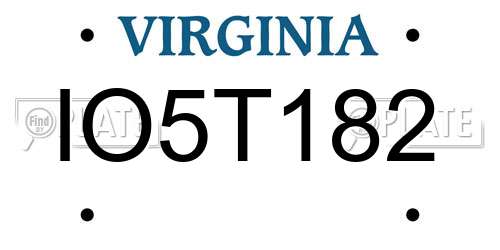 IO5T182 Virginia License Plate