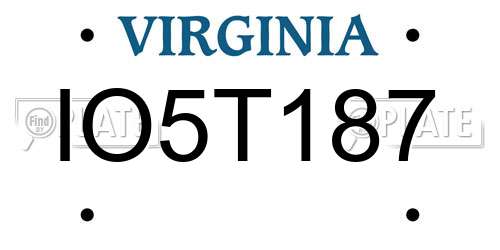 IO5T187 Virginia License Plate
