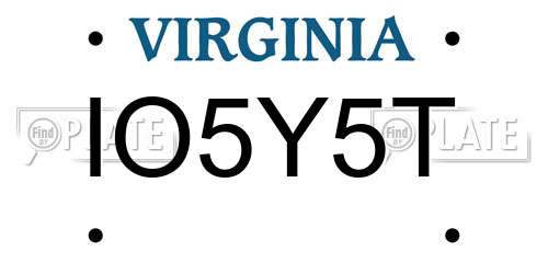IO5Y5T Virginia License Plate