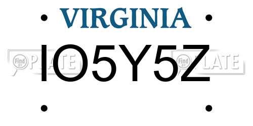 IO5Y5Z Virginia License Plate