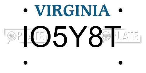 IO5Y8T Virginia License Plate