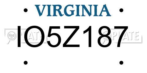 IO5Z187 Virginia License Plate