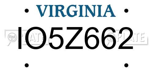 IO5Z662 Virginia License Plate