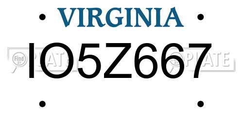 IO5Z667 Virginia License Plate