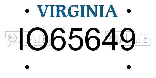 IO65649 Virginia License Plate