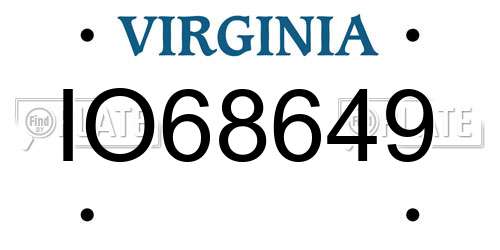 IO68649 Virginia License Plate