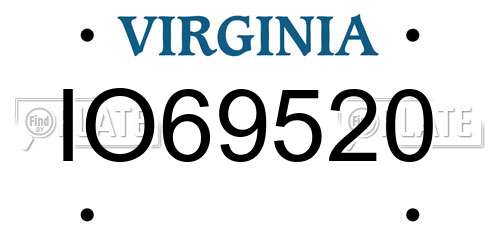 IO69520 Virginia License Plate