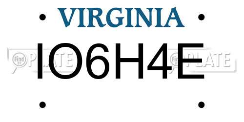 IO6H4E Virginia License Plate