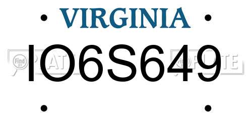 IO6S649 Virginia License Plate
