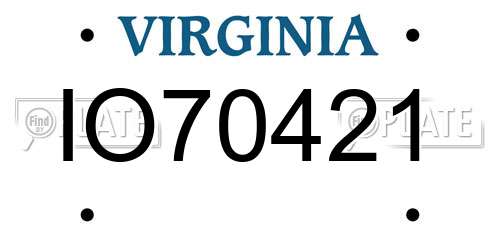IO70421 Virginia License Plate