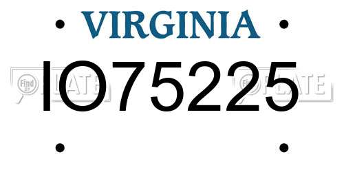 IO75225 Virginia License Plate