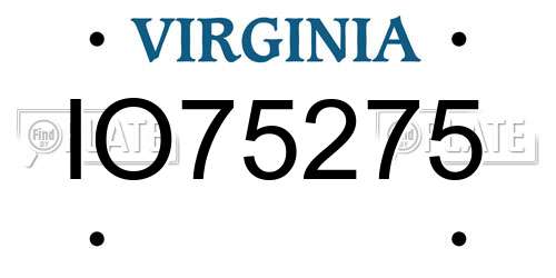 IO75275 Virginia License Plate