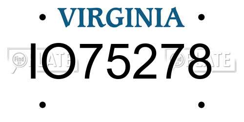 IO75278 Virginia License Plate